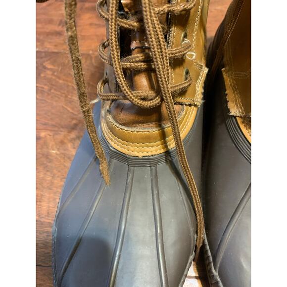 Tommy Hilfiger Two Tone Brown Leather & Rubber Charlie Laced Duck Boots Sz 11 - Picture 9 of 10